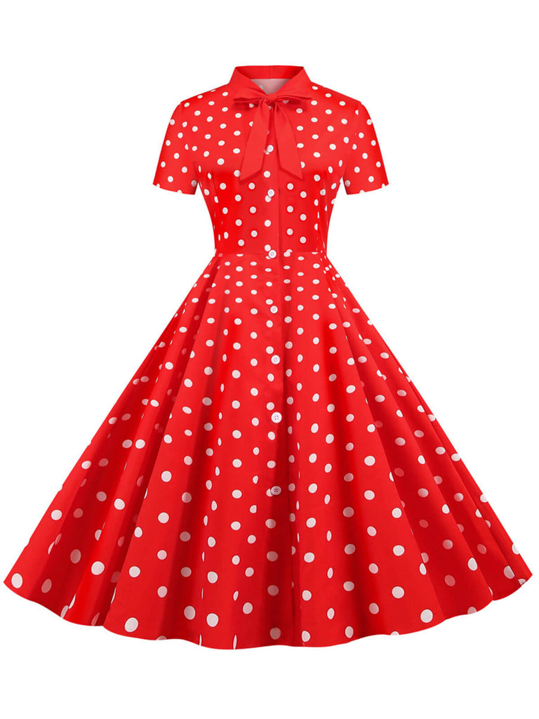 Abito a ruota pois a righe con fiocco anni '50