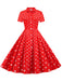 Abito a ruota pois a righe con fiocco anni '50