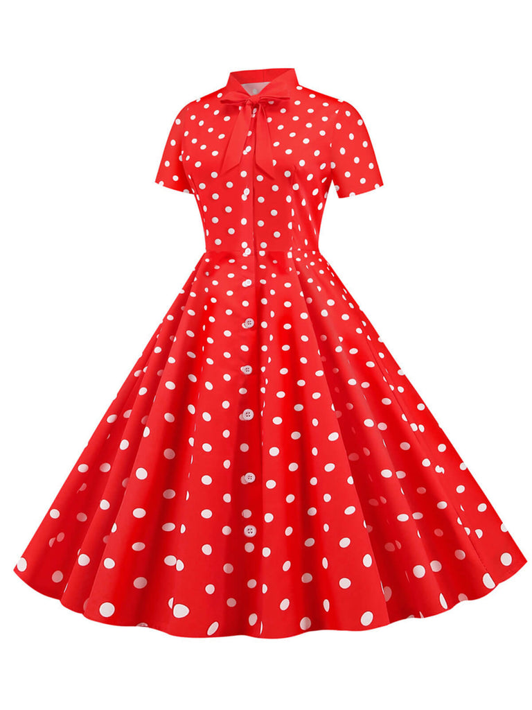 Abito a ruota pois a righe con fiocco anni '50