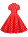 Abito a ruota pois a righe con fiocco anni '50