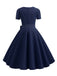 Abito con scollo quadrato fiocco a maniche corte anni '50