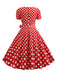 Abito con scollo quadrato fiocco a maniche corte anni '50