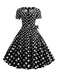 Abito con scollo quadrato fiocco a maniche corte anni '50