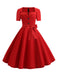 Abito con scollo quadrato fiocco a maniche corte anni '50