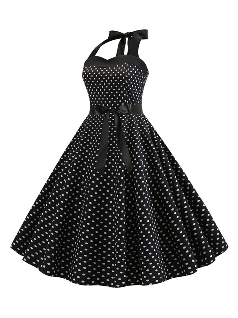 Abito a ruota con a pois fiocco anni '50