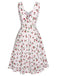 Abito scollo a cuore e fiocco di ciliegie bianco anni '50