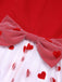 Abito a cuore con fiocco senza maniche rosso anni '50