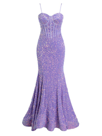 Abito da sirena corsetto paillettes color lavanda anni '20