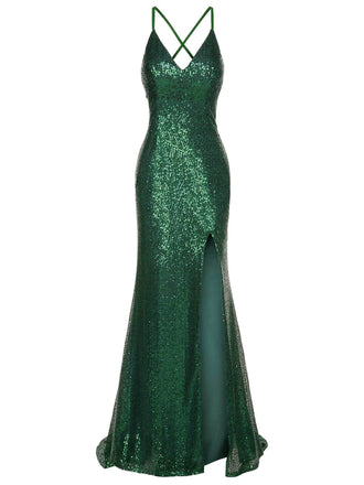 Abito paillettes scollo a V spacchi laterali anni '20