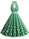 Abito a ruota a pois con scollo all'americana anni '50