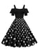 Abito con spalline a pois patchwork nero anni '50