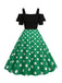 Abito con spalline a pois patchwork nero anni '50