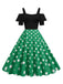 Abito con spalline a pois patchwork nero anni '50