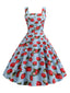 Abito fragola a pois con senza maniche anni '50