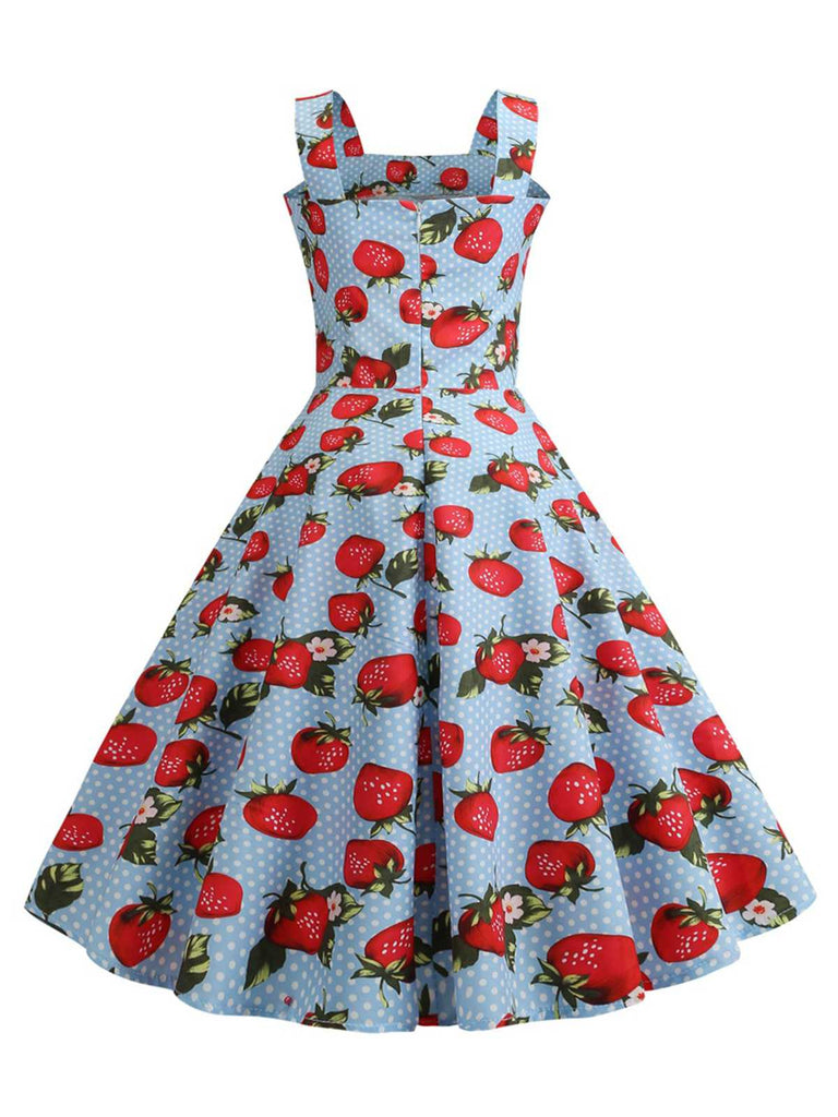 Abito fragola a pois con senza maniche anni '50