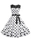 Abito a pois patchwork in pizzo anni '50