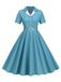 Abito a ruota plaid con revers cintura anni '50