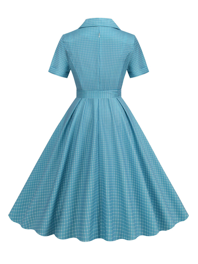Abito a ruota plaid con revers cintura anni '50