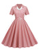Abito a ruota plaid con revers cintura anni '50