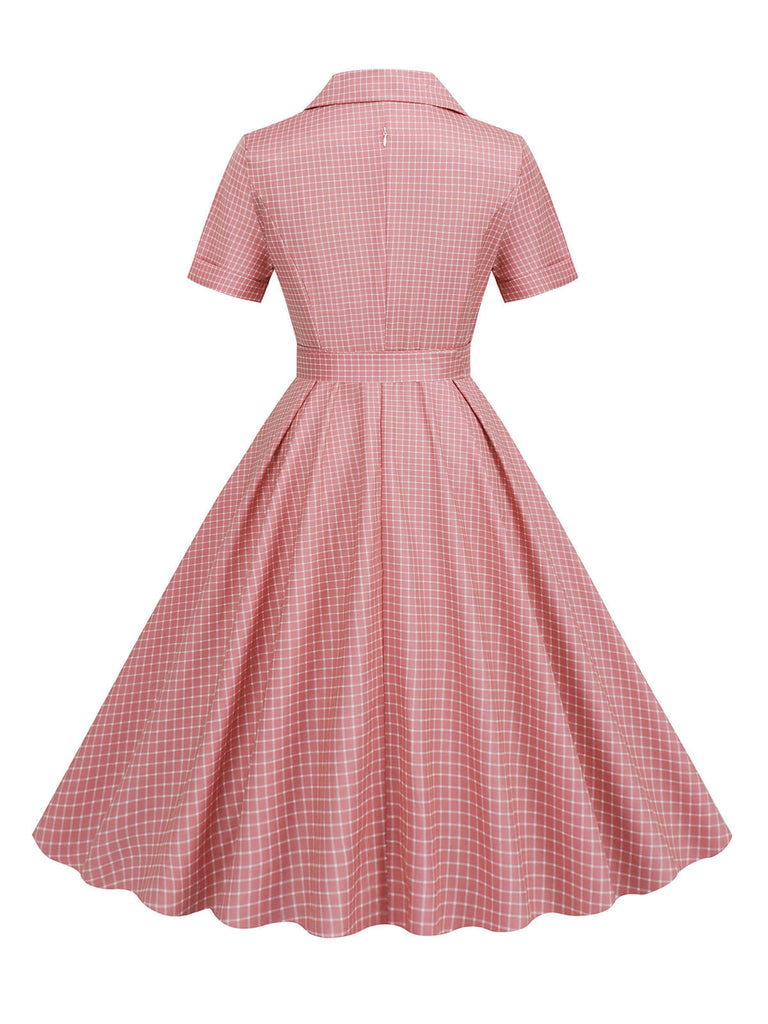 Abito a ruota plaid con revers cintura anni '50