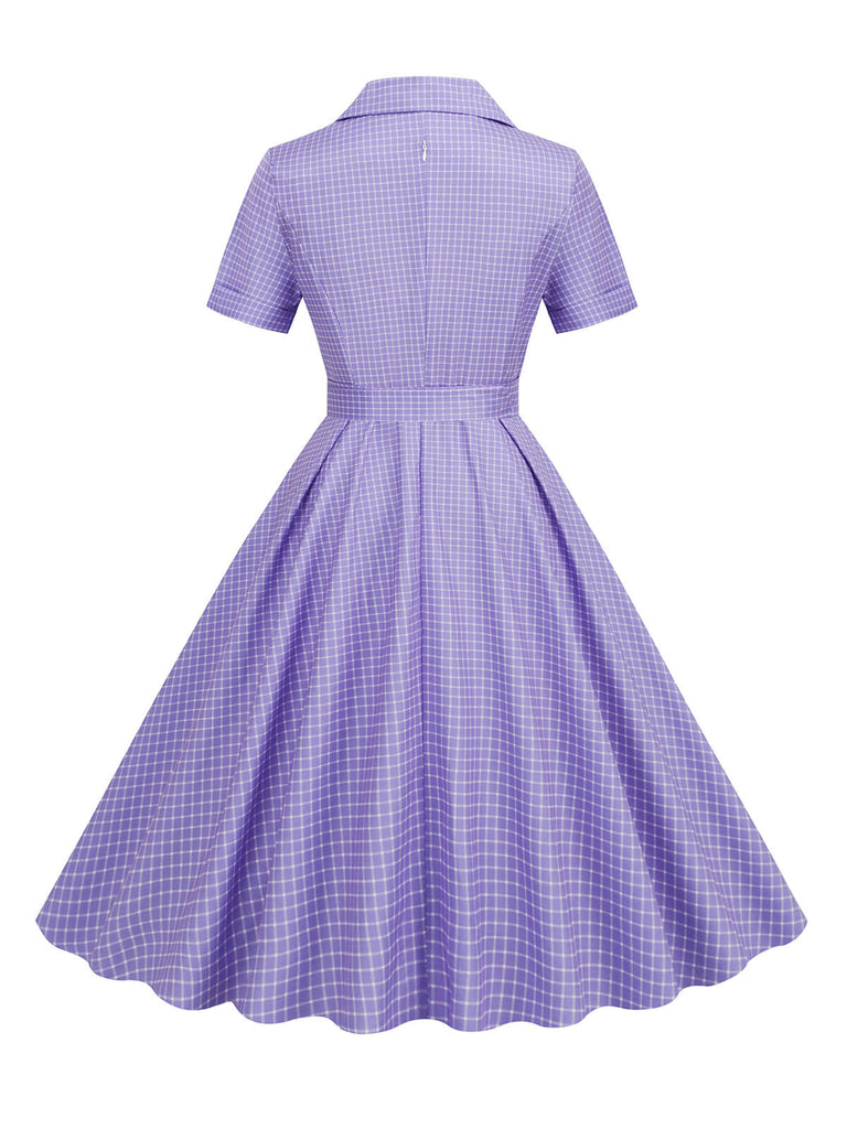Abito a ruota plaid con revers cintura anni '50