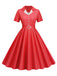 Abito a ruota plaid con revers cintura anni '50