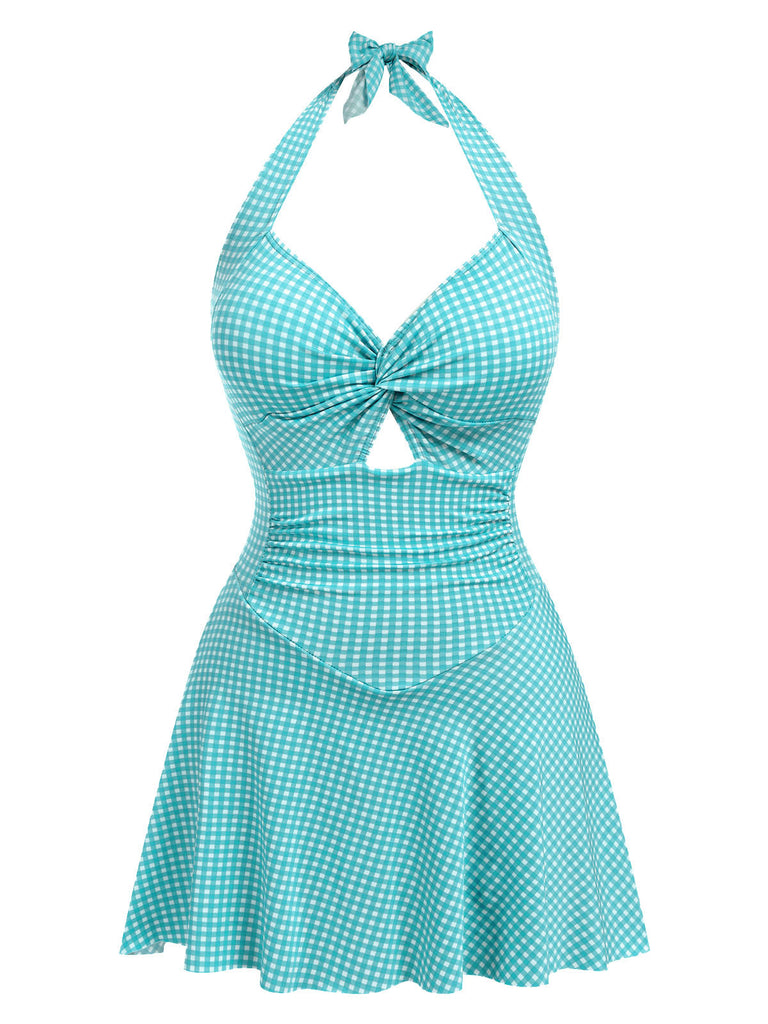 Costumi intero scollo all'americana plaid viola anni '30
