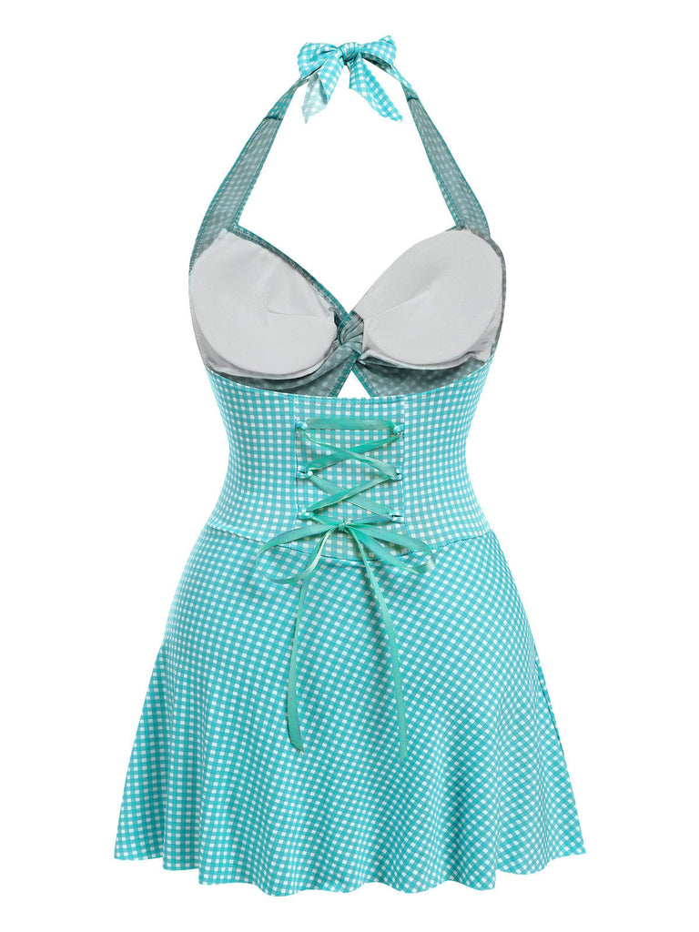 Costumi intero scollo all'americana plaid viola anni '30