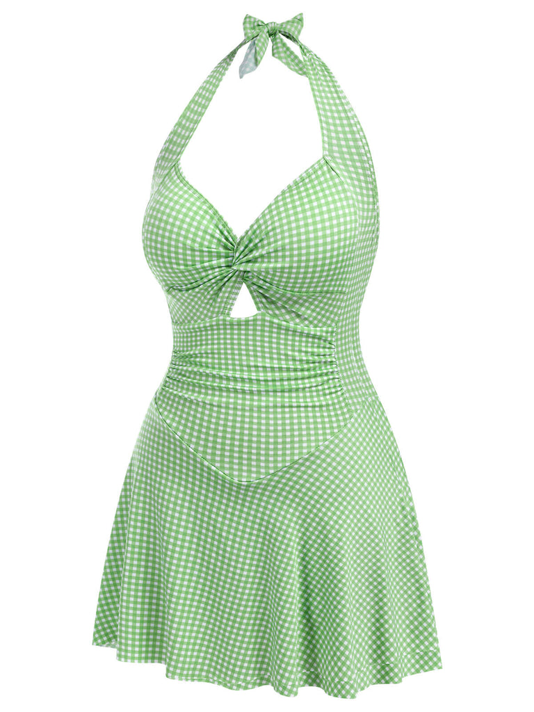 Costumi intero scollo all'americana plaid viola anni '30