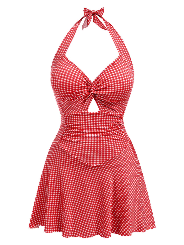 Costumi intero scollo all'americana plaid viola anni '30