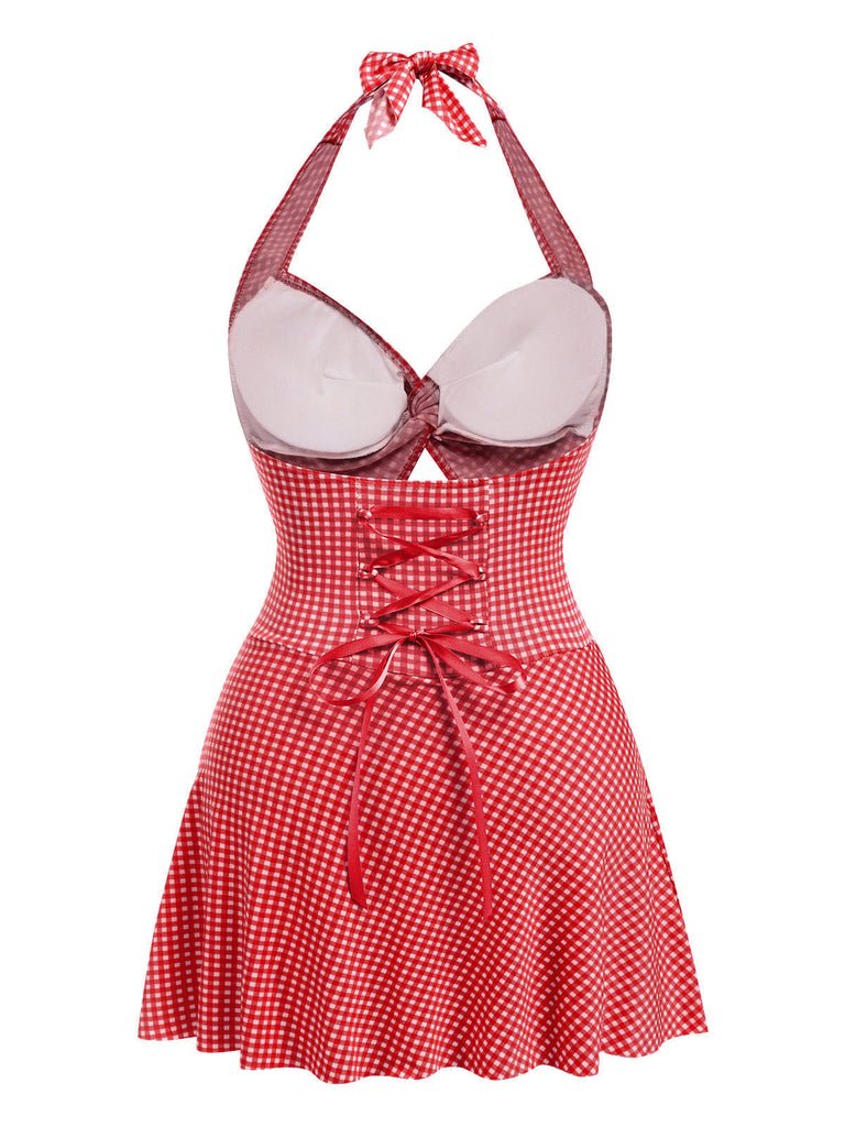 Costumi intero scollo all'americana plaid viola anni '30