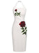 Abito rose con scollo all'americana bianco anni '60