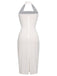 Abito rose con scollo all'americana bianco anni '60