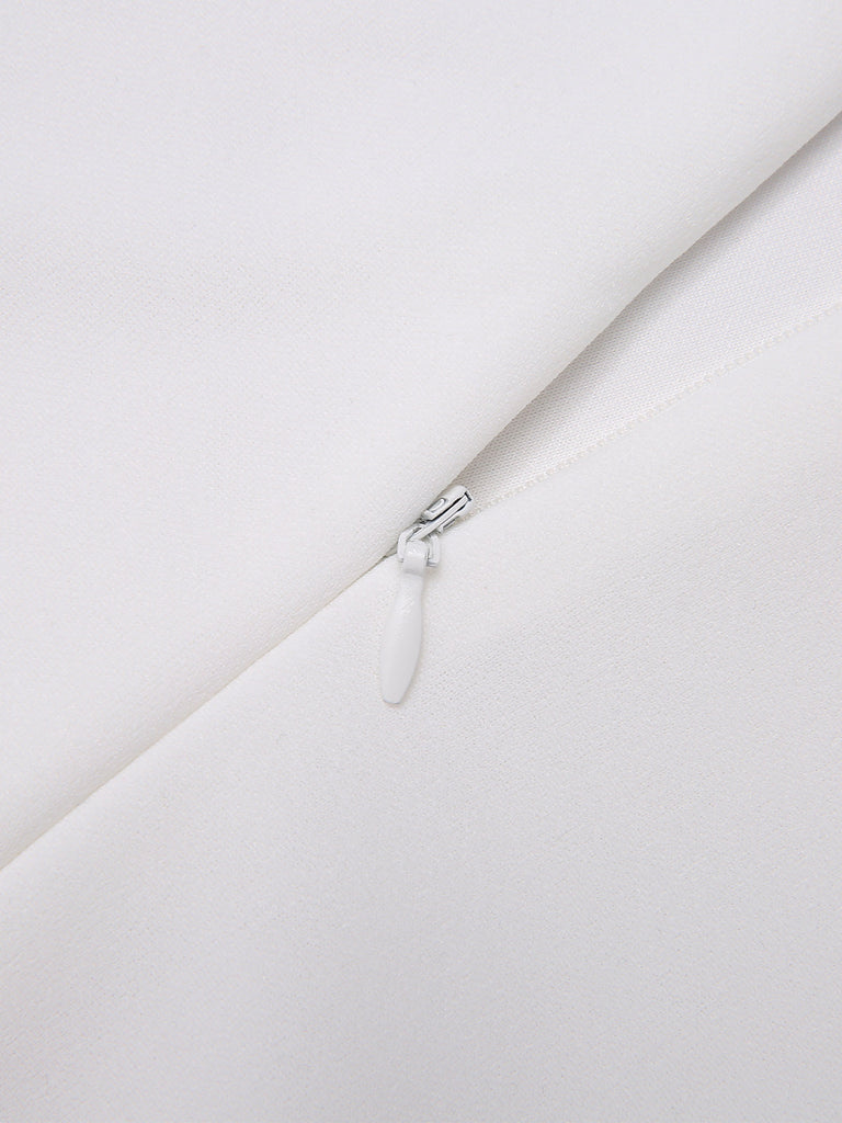 Abito rose con scollo all'americana bianco anni '60