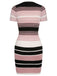 Abito aderente in maglia a righe color block anni '60