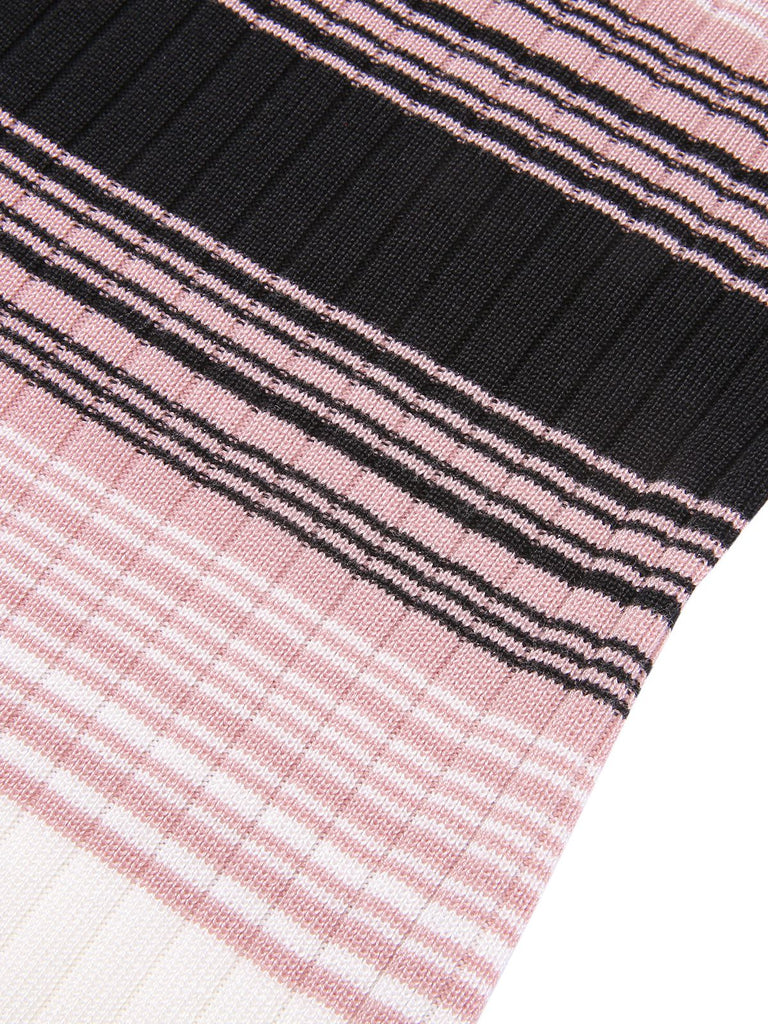 Abito aderente in maglia a righe color block anni '60