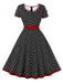 Abito abbottonato con pois a contrasto anni '50