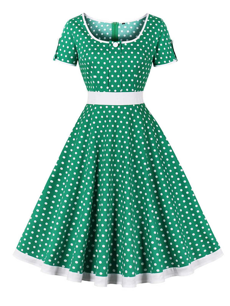 Abito abbottonato con pois a contrasto anni '50