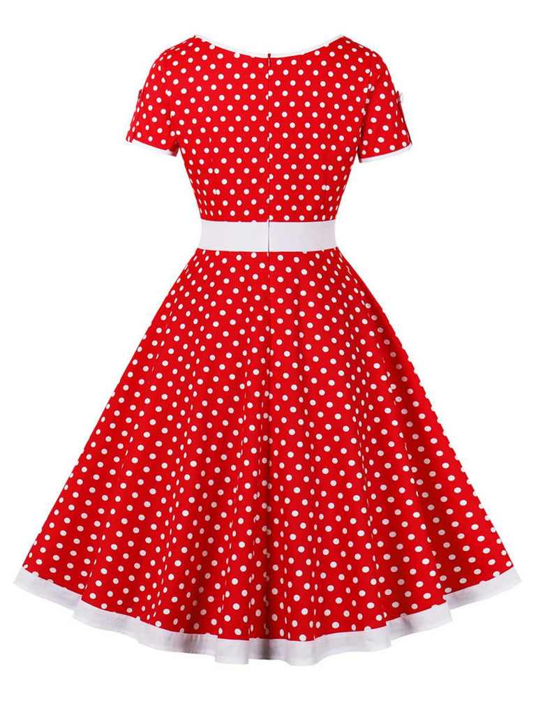 Abito abbottonato con pois a contrasto anni '50