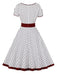 Abito abbottonato con pois a contrasto anni '50
