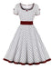Abito abbottonato con pois a contrasto anni '50