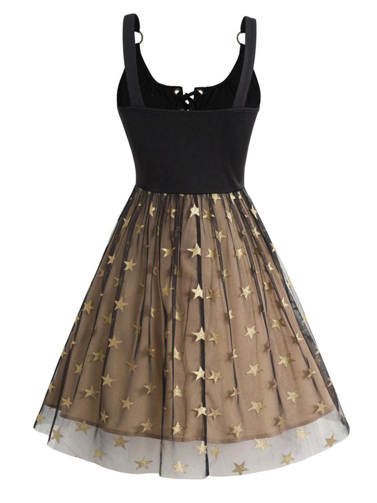 Abito con lacci e stelle in rete con spalline anni '50