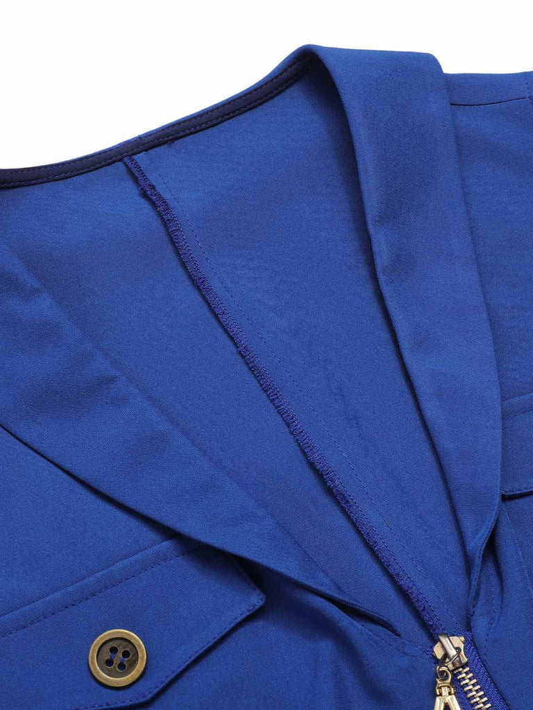 Tuta corta con risvolto e tasche blu scuro anni '40