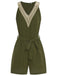 Tuta corta con scollo a V in pizzo verde militare anni '50