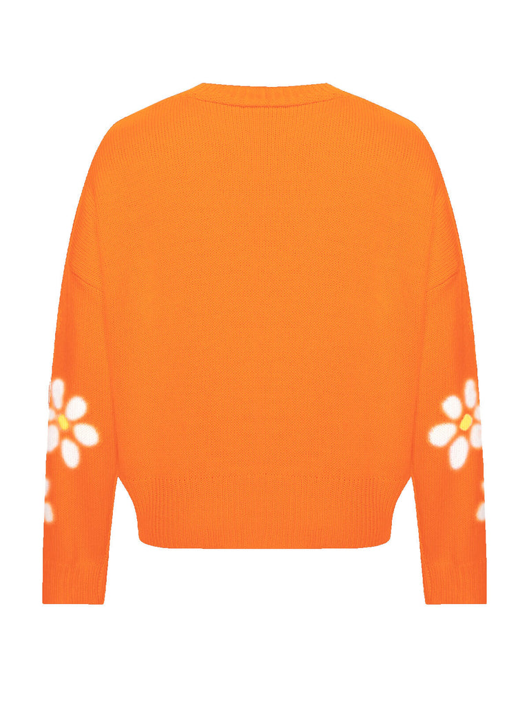 Cardigan lavorato a maglia floreale jacquard anni '60