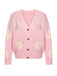 Cardigan lavorato a maglia floreale jacquard anni '60