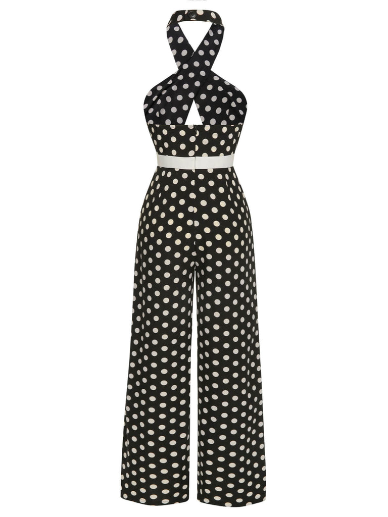 Tuta lunga con incrocio a pois nero anni '40