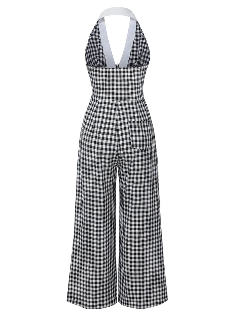 Tuta lunga plaid scollo all'americana nero anni '40