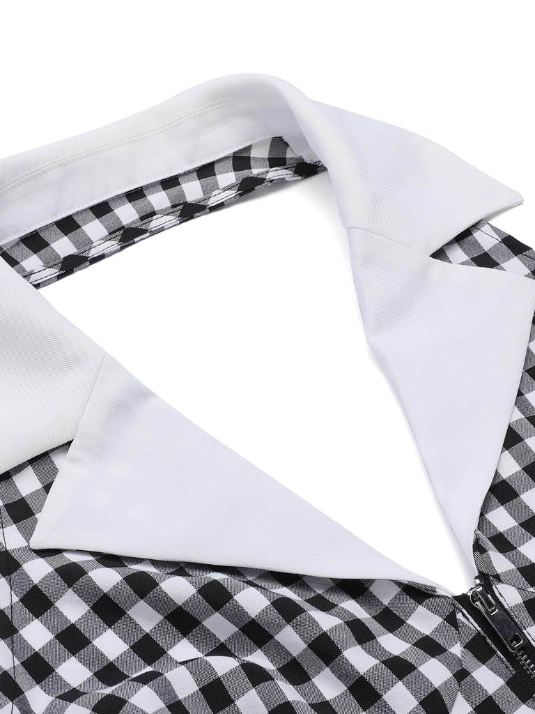 Tuta lunga plaid scollo all'americana nero anni '40
