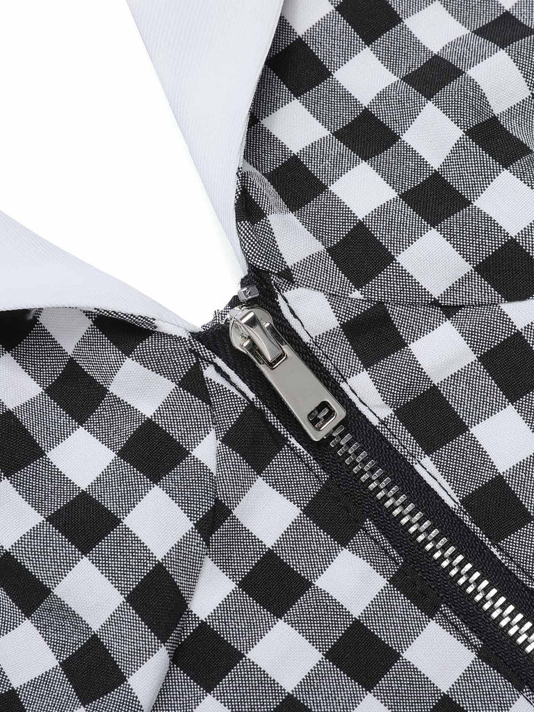 Tuta lunga plaid scollo all'americana nero anni '40